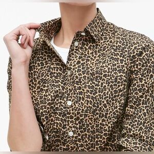 J. Crew Animal Print Button Down Shirt - Black and Tan size S